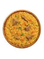 Говядина с гороховой кашей